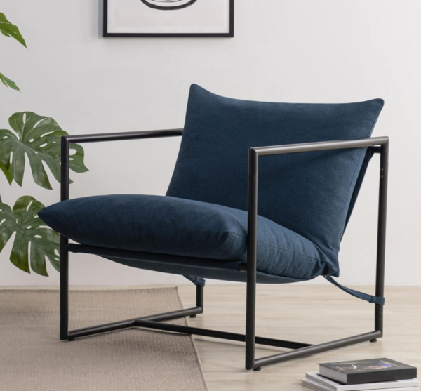 Black Iron Frame "Light Luxury" Lounge Chair